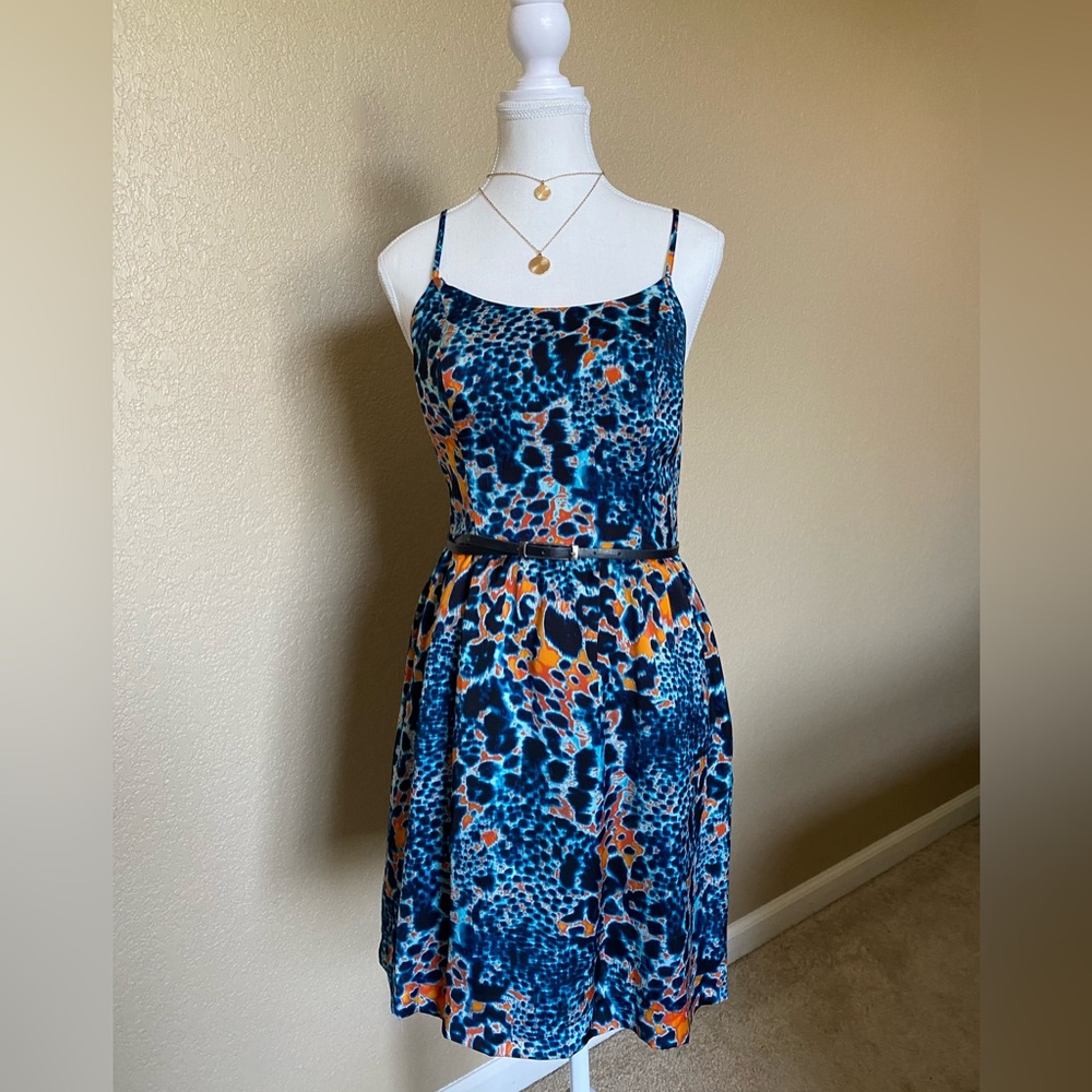 Kensie Blue Midi Sundress with Spaghetti Straps